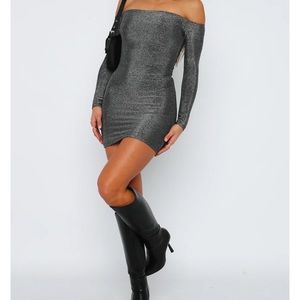 White Fox Won't Get Over You Long Sleeve Mini Dress Silver